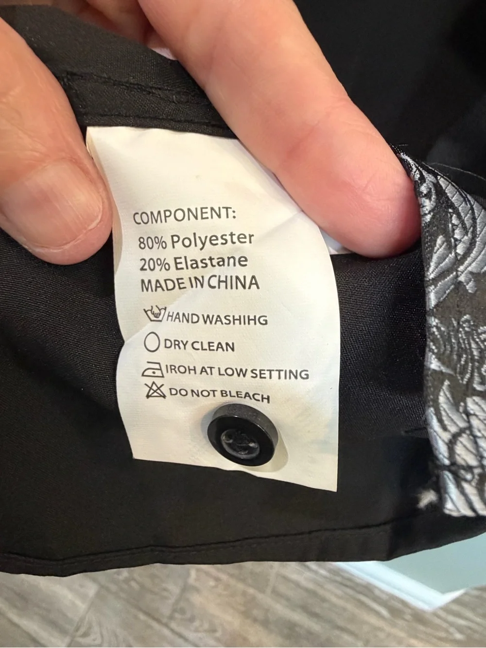 NWT Men's Black Dress Shirt with Patterned Trim